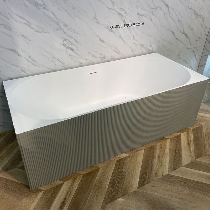 Wholesale Price Rectangle Vertical line Freestanding Groove Corian Bathtub XA-8825