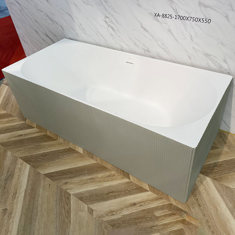 Wholesale Price Rectangle Vertical line Freestanding Groove Corian Bathtub XA-8825