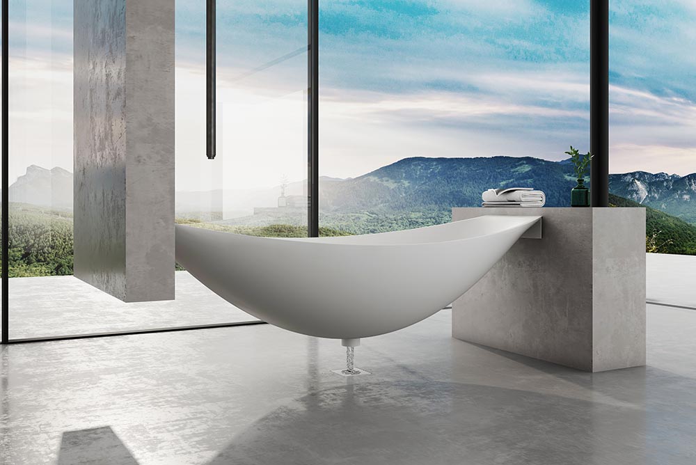 Floating Hammock Bathtub Manufacturer  - 2022 Latest Design Floating Artificial Stone Hammock Bathtub TW-8996 Display