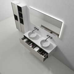 Heißer Stil Großhandel Doppel-Aufsatzwaschbecken Wandmontierter Badezimmerschrank WBL-0812