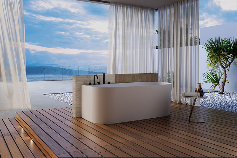 Elegant Back To Wall Freestanding Acrylic Bathtub XA-7736