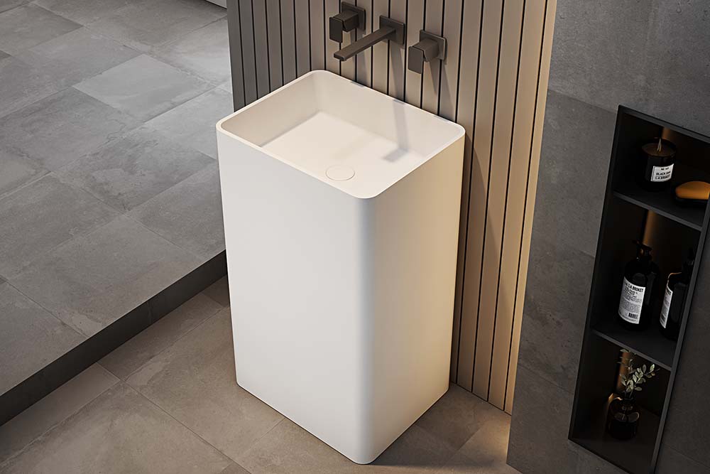 China Pedestal Basin Manufacturer - T&amp;W Rectangle Freestanding Pedestal Bathroom Wash Basin XA-Z09 Display