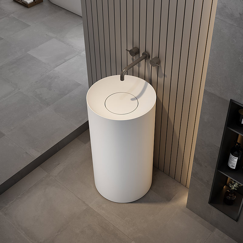 Wholesale High End Quality Round Cylinder Freestanding Pedestal Sink Bathroom Wash Basin TW-Z209