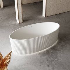 Manufacturer Modern Design Oval Freestanding Fluted Vertical line Stripes Acrylic Bathtub With Lights TW-7687