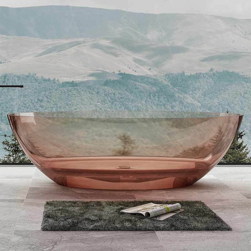 China Wholesale Factory Freestanding Clear Resin Solid Surface Bathtub XA-8803T