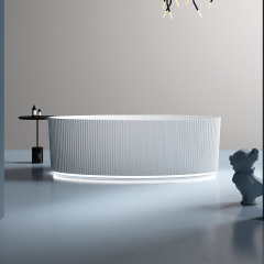 Exporter Freestanding Vertical line Stripes Fluted Acrylic Bathtub With Lights TW-7687
