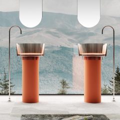 Wholesale Fashion Two-Color Round Pedestal Translucent Wash Basin TW-Z368T