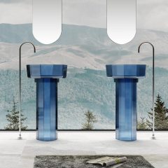 Factory Wholesale Transparent Freestanding Pedestal Bathroom Basin TW-Z369T