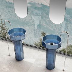 Factory Wholesale Transparent Freestanding Pedestal Bathroom Basin TW-Z369T