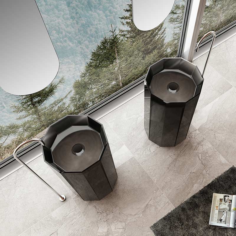 Wholesale Price Transparent Freestanding Pedestal Artificial Stone Wash Sink TW-Z319T