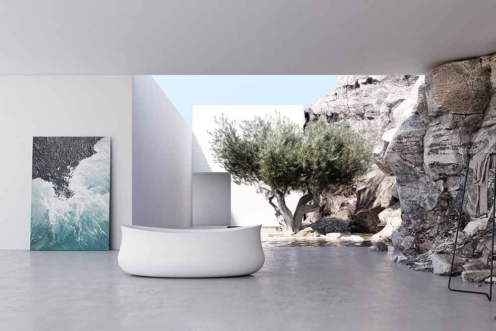 Solid Surface Bathtub Manufacturer - T&amp;W Modern Freestanding Artificial Stone Bathtub TW-810 Series Display