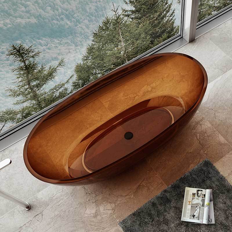 Qualität Großhandel Einzigartiges Design Freistehende Kunststein Transparente Badewanne XA-8807T