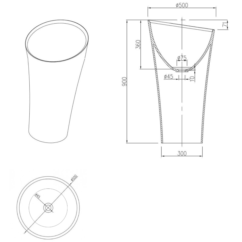 Wholesale High End Quality Round Freestanding Pedestal Bathroom Wash Basin Sink XA-Z51