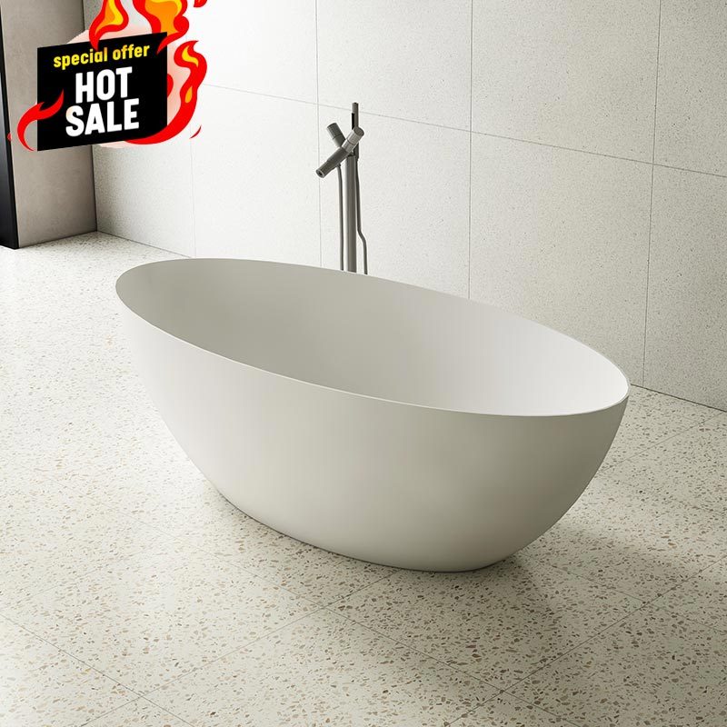 Supplier Egg-shaped Freestanding Artificial Stone Bathtub XA-8863