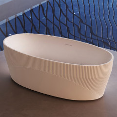Exporter Oval Vertical line Fluted Stripes Freestanding Groove Acrylic Bathtub TW-7188