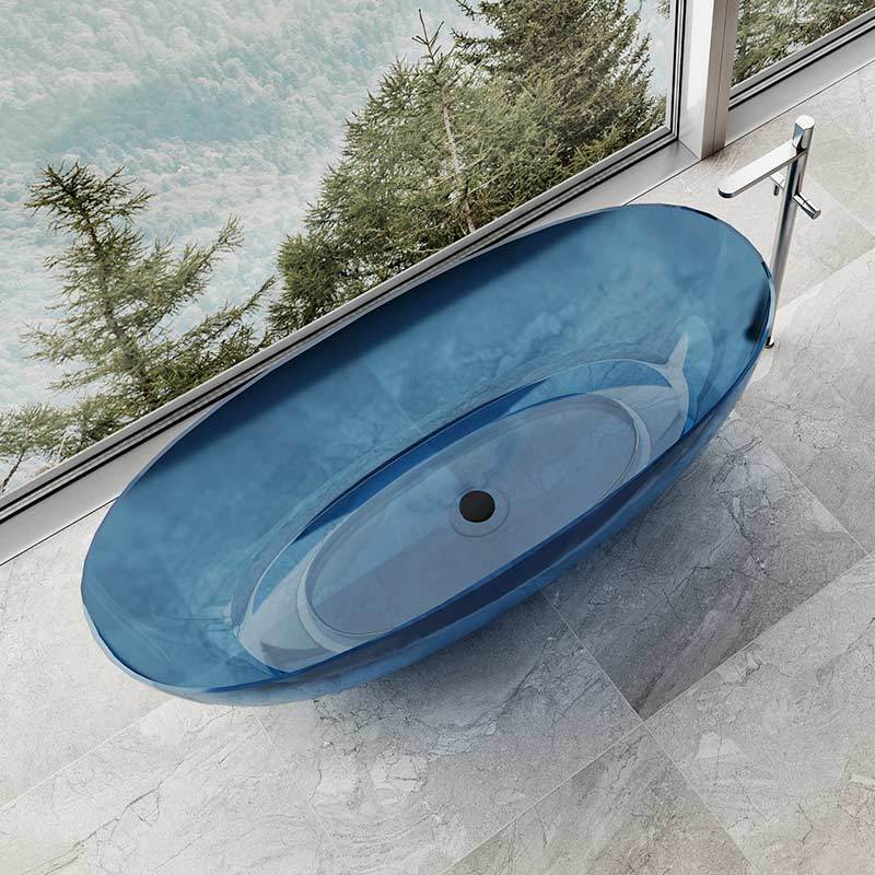 Factory Supply Quality Assurance Oval Freestanding Clear Resin Bathtub XA-8507T