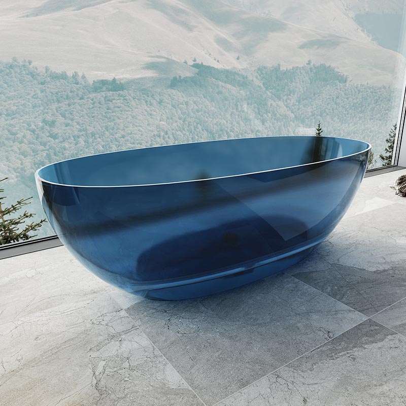 Factory Supply Quality Assurance Oval Freestanding Clear Resin Bathtub XA-8507T