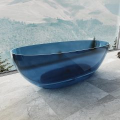 Werkseitige Qualitätssicherung, ovale freistehende Badewanne aus klarem Harz XA-8507T
