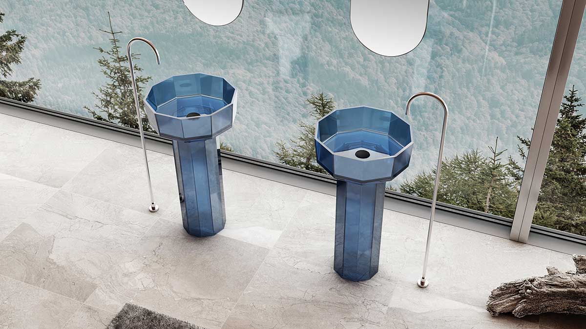 Transparent Freestanding Pedestal Bathroom Basin TW-Z369T