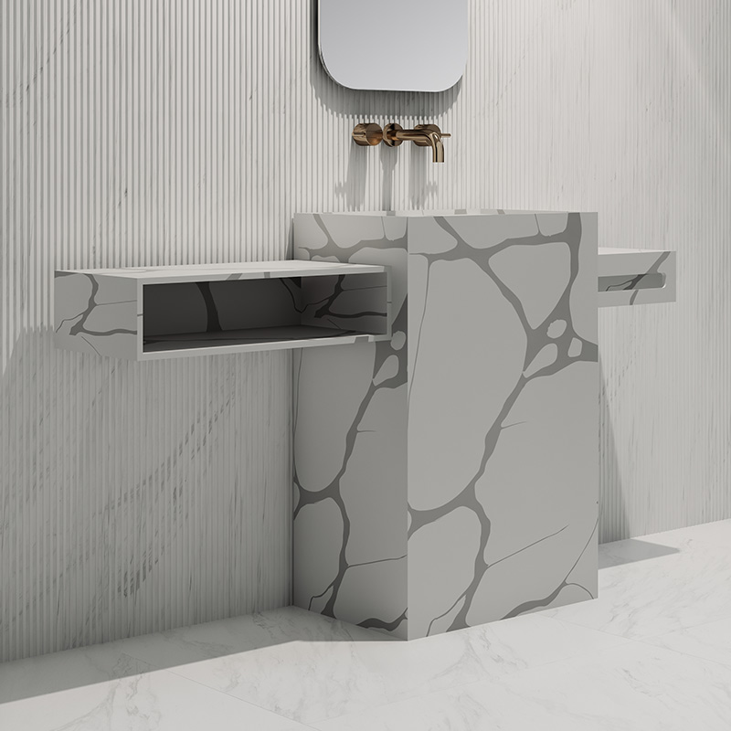 New Design Freestanding Marble Texture Pedestal Basin SW-HZ606