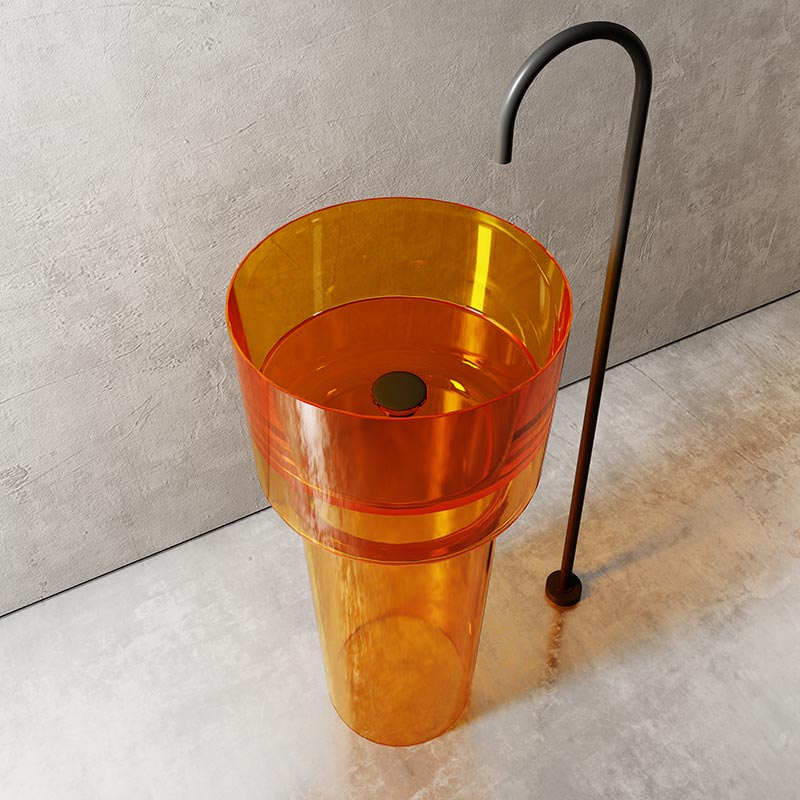 Round Freestanding Transparent Pedestal Bathroom Wash Basin TW-Z352T