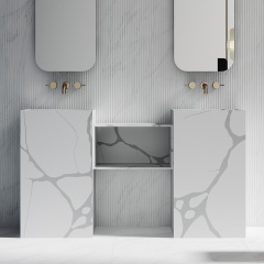 Popular Wholesale Designer Marble Texture Pattern Freestanding Pedestal Wash Sink SW-HZ602