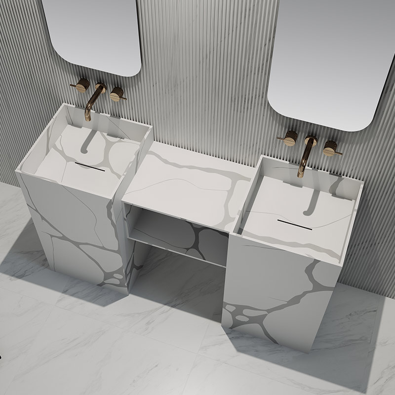 Popular Wholesale Designer Marble Texture Pattern Freestanding Pedestal Wash Sink SW-HZ602