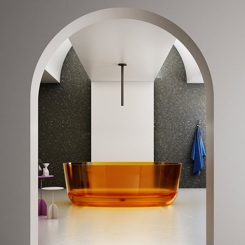 Qualität Großhandel Einzigartiges Design Ovale freistehende Kunststein-transparente Badewanne XA-8859T