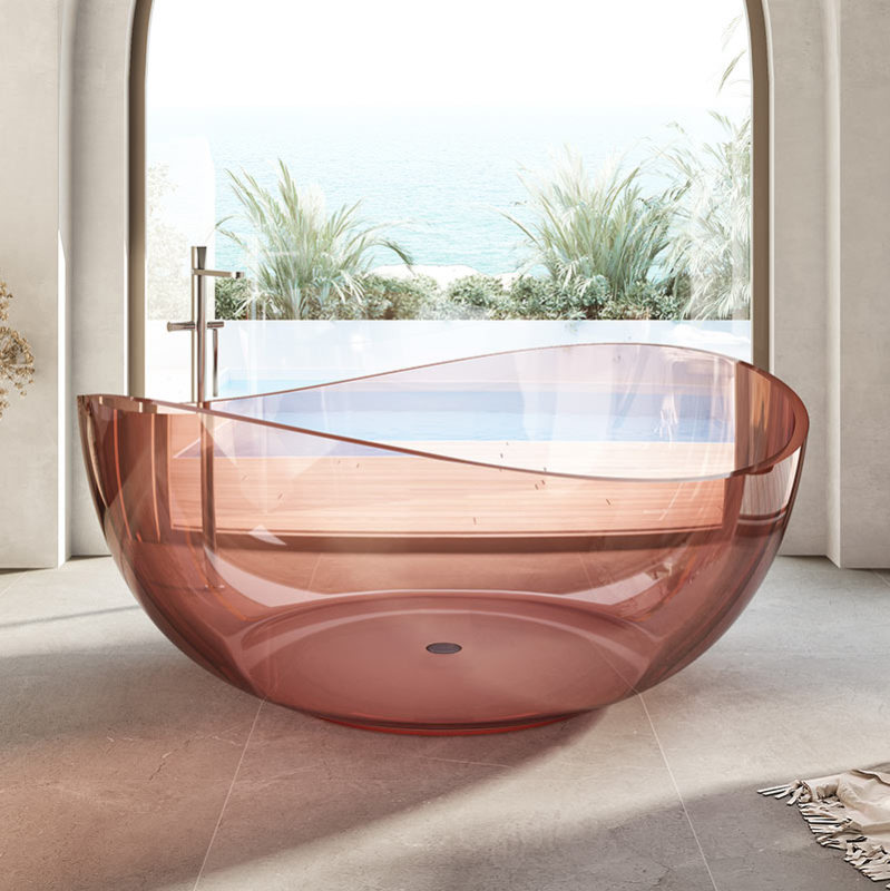 Exporter Freestanding Transparent Artificial Stone Bathtub TW-8666T