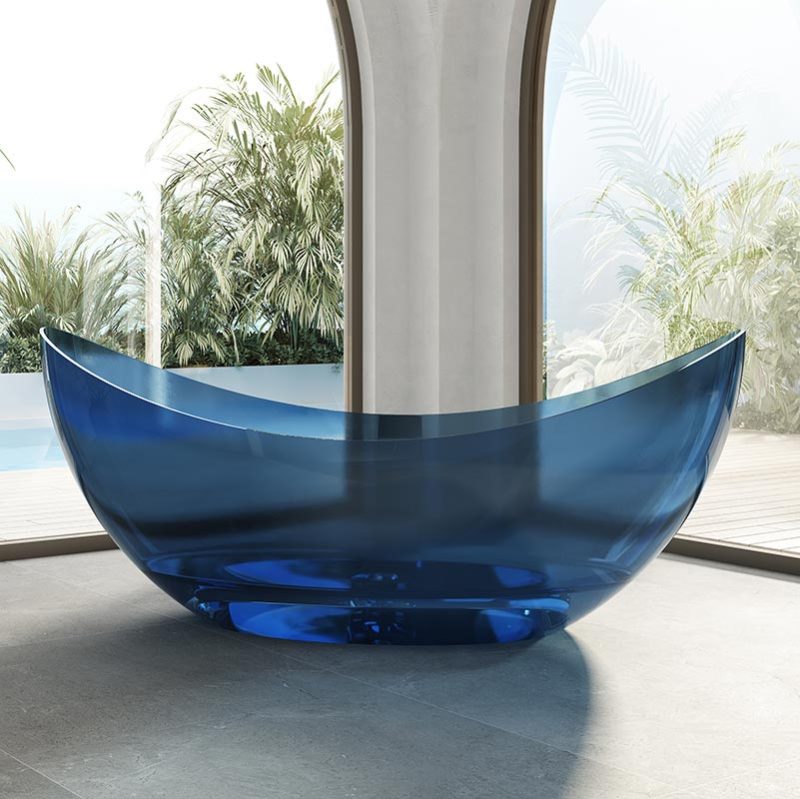 Supplier Moon Shape Freestanding Transparent Artificial Stone Bathtub TW-8618T