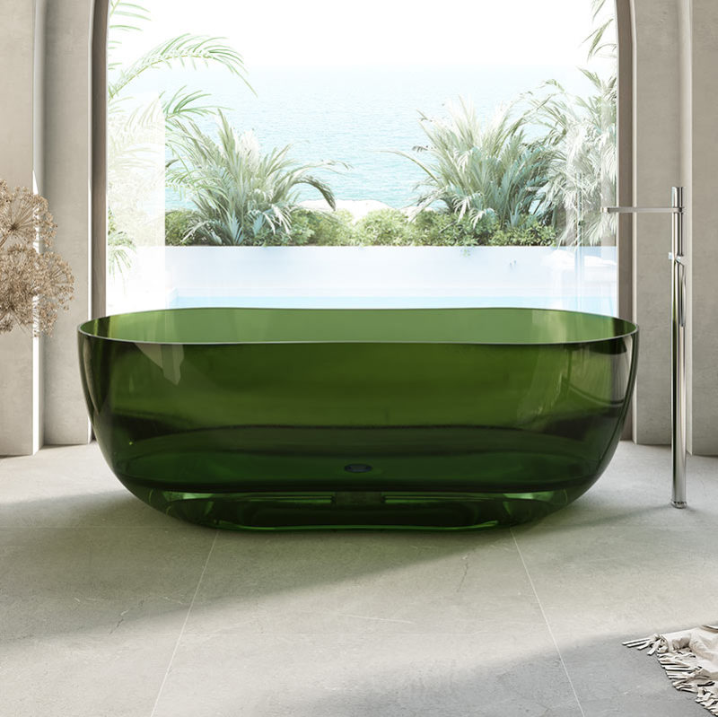 Manufacturer Freestanding Transparent Solid Surface Hourglass Bathtub TW-8603T