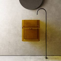 Popular Wholesale Designer Square Freestanding Transparent Pedestal Sink Hung Bathroom Basin TW-Z502T