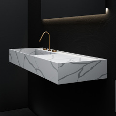 Manufacturer Wall Hung Marble Texture Pattern Solid Surface Single Wash Basin SW-HG613
