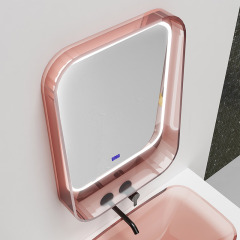 Beliebter Großhandels-Designer-LED-Badezimmerspiegel mit klarem Harzrahmen XA-ML76T