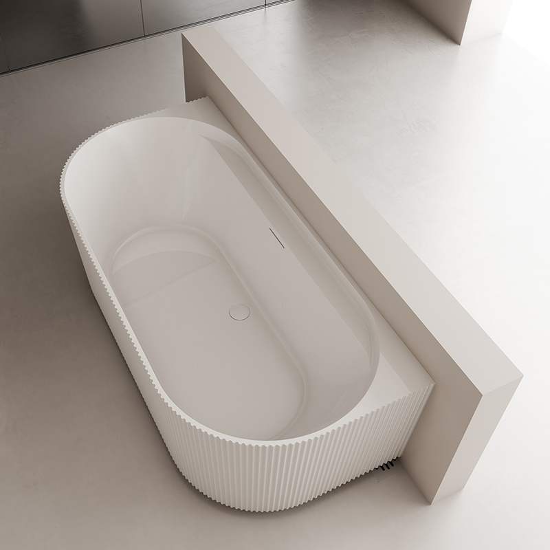 V-Groove Back To Wall Freestanding Acrylic Fluted Bathtub TW-7136
