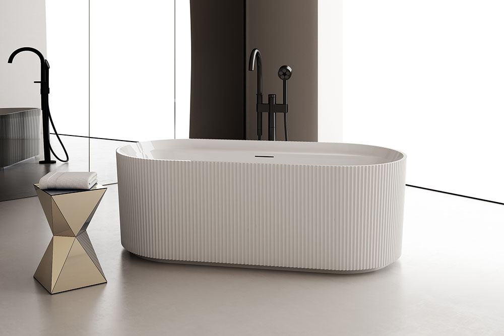 V-Groove Bathtub Manufacturer in China - V-Groove New Design Freestanding Acrylic Fluted Bathtub Series Display