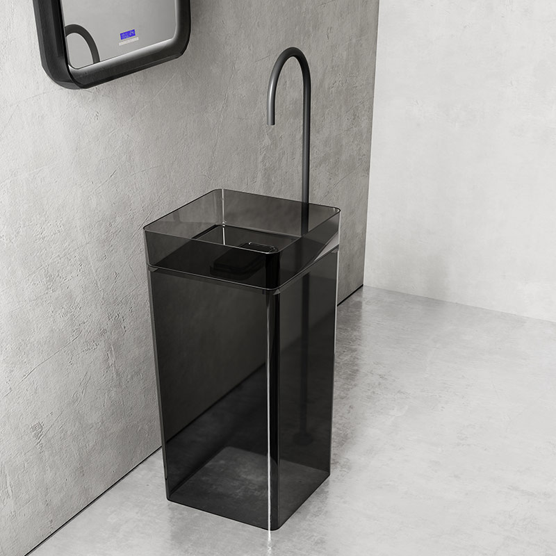 Square Transparent Freestanding Pedestal Wash Basin TW-Z231T