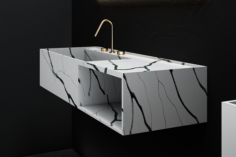 Wall-Mounted Marble Texture Pattern Basin Manufacturer - Wall Hung Marble Texture Pattern Solid Surface Bathroom Sink Series Display