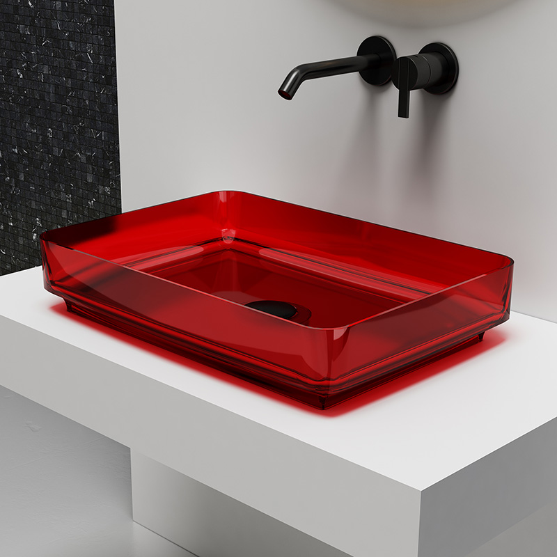 Supplier Above Counter Top Clear Resin Wash Sink TW-A109T