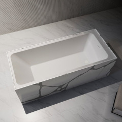 Wholesale High End Quality Rectangle Textured Stone Pattern Freestanding Artificial Stone Bathtub SW-H6501