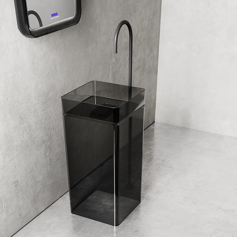 Exporter Square Transparent Freestanding Pedestal Wash Basin TW-Z231T
