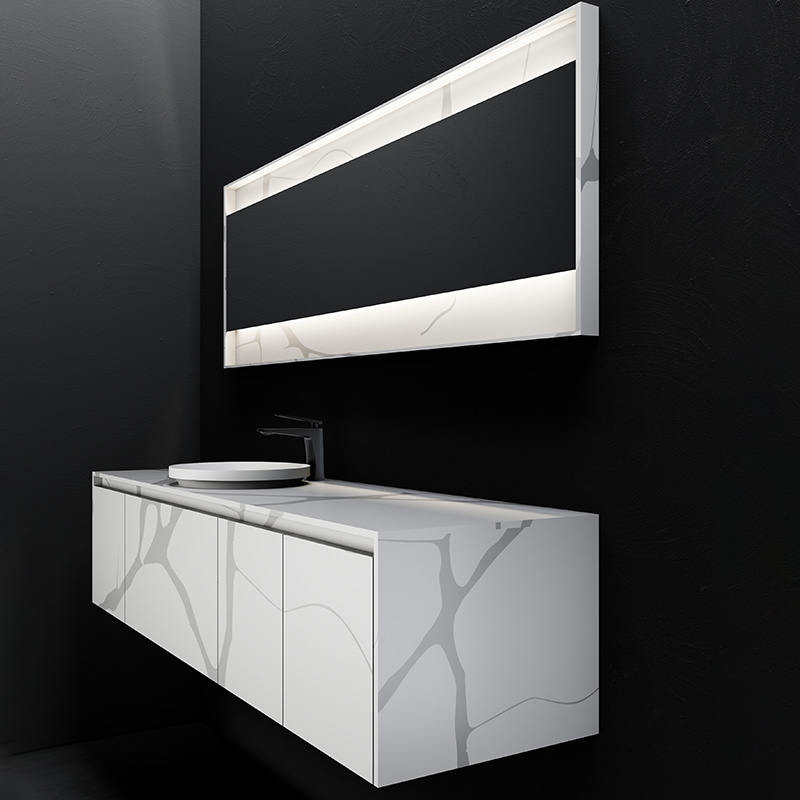 Single Counter Top Sink Wall Mounted Solid Surface Bathroom Cabinet TW-5816