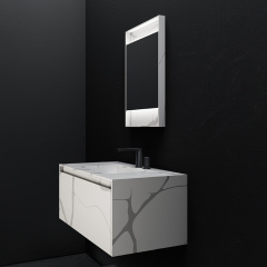 Wholesale Price Wall Mounted Marble Texture Pattern Solid Surface Bathroom Cabinet TW-5801