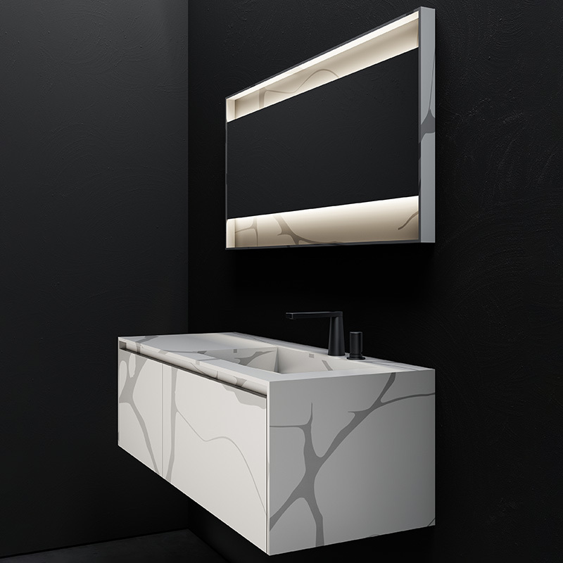 Wholesale Fashion Wall Mounted Marble Texture Pattern Solid Surface Bathroom Vanity TW-5803