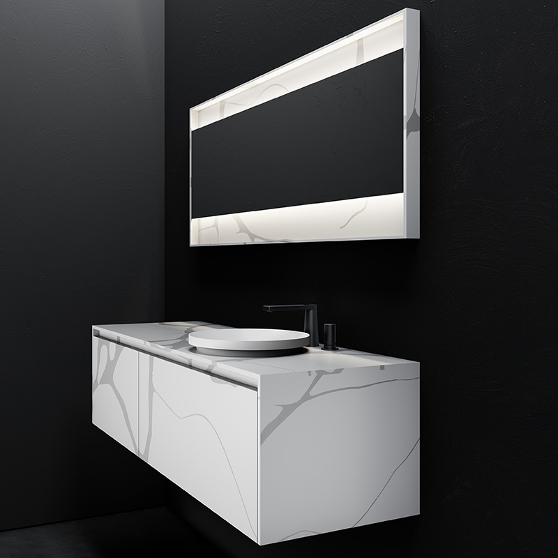 Manufacturer Single Counter Top Sink Wall Mounted Solid Surface Bathroom Cabinet TW-5813