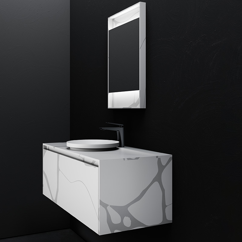 Exporter Single Counter Top Sink Wall Mounted Solid Surface Bathroom Cabinet TW-5811