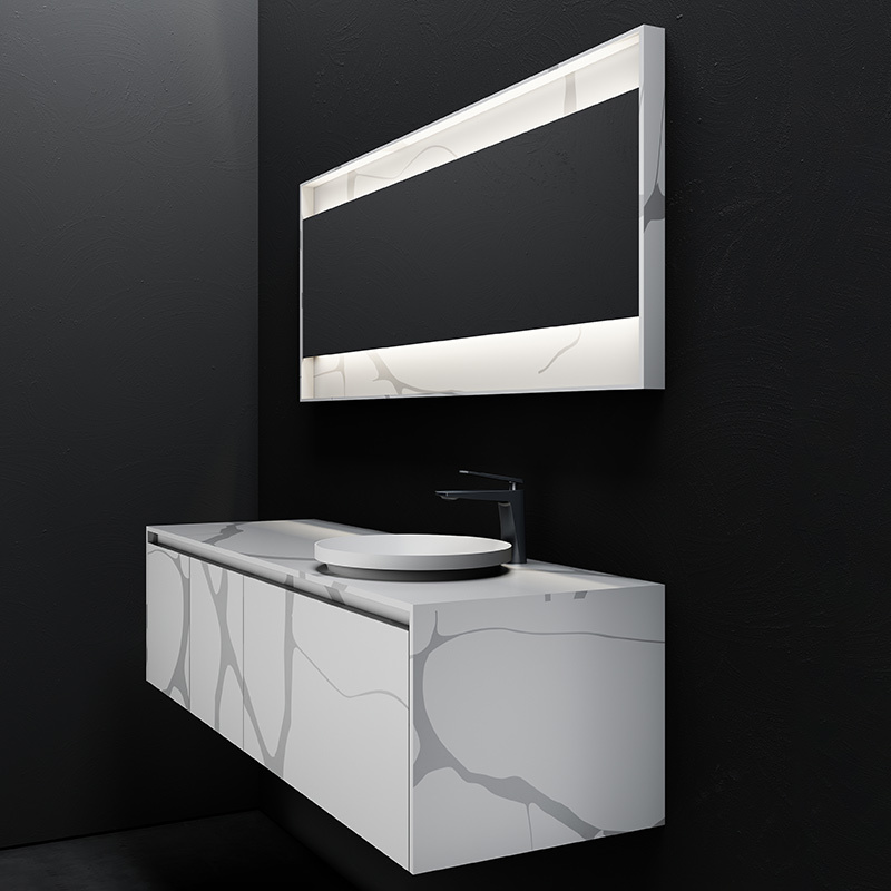 Hochwertiger Einzel-Waschbecken-Wand-Badezimmerschrank mit fester Oberfläche im Großhandel TW-5815