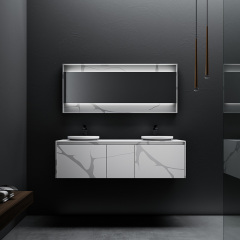 Hochwertiger, einzigartiger Design-Doppelwaschbecken-Wand-Badezimmerschrank mit fester Oberfläche TW-5818