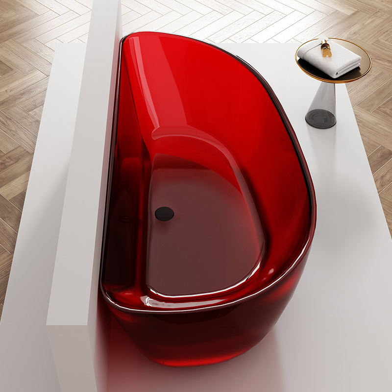 Quality Wholesale Unique Design Red Back To Wall Freestanding Clear Bathtub TW-8205T