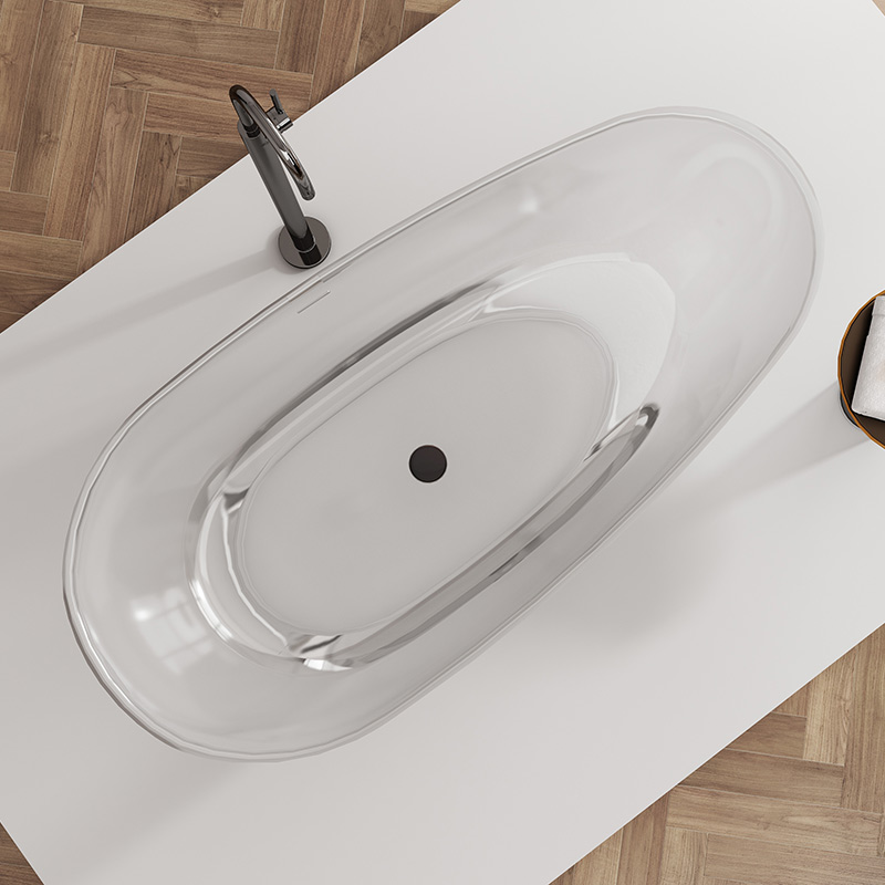 Exporteur Transparente eiförmige freistehende Harzbadewanne TW-8208T